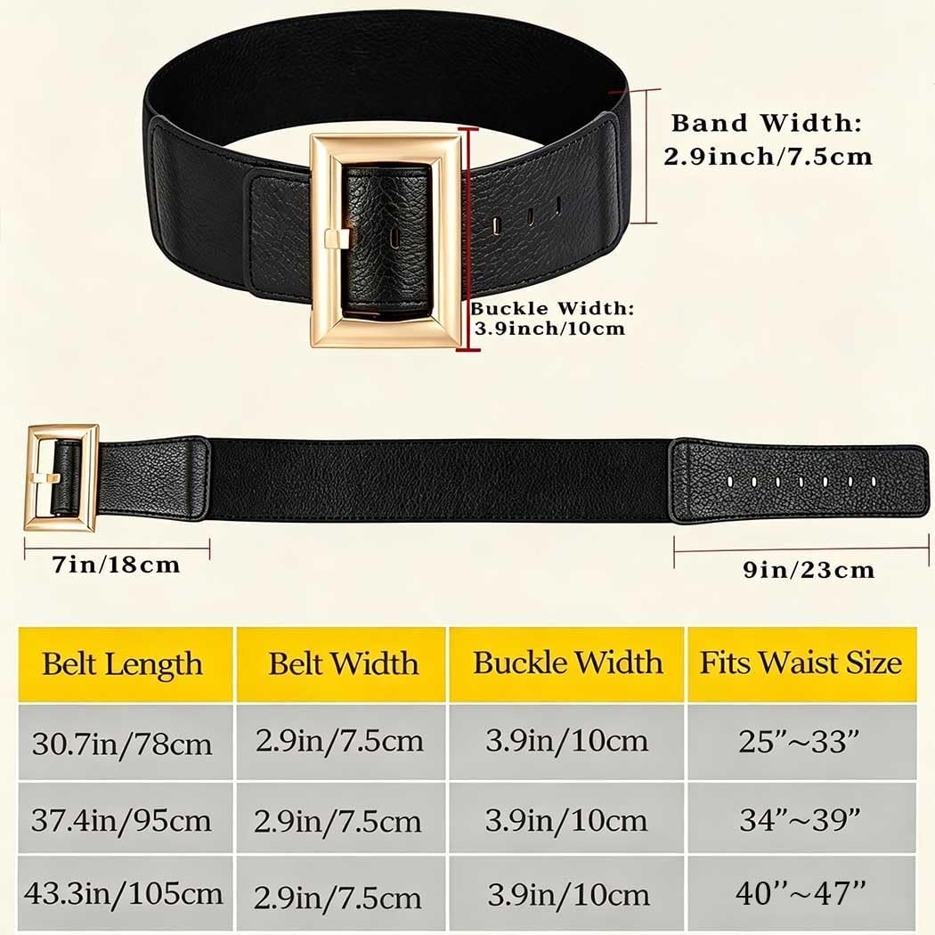 Yalice Fashion Thick Black Belt for Women Elastic Wide Waist Belts for Dresses