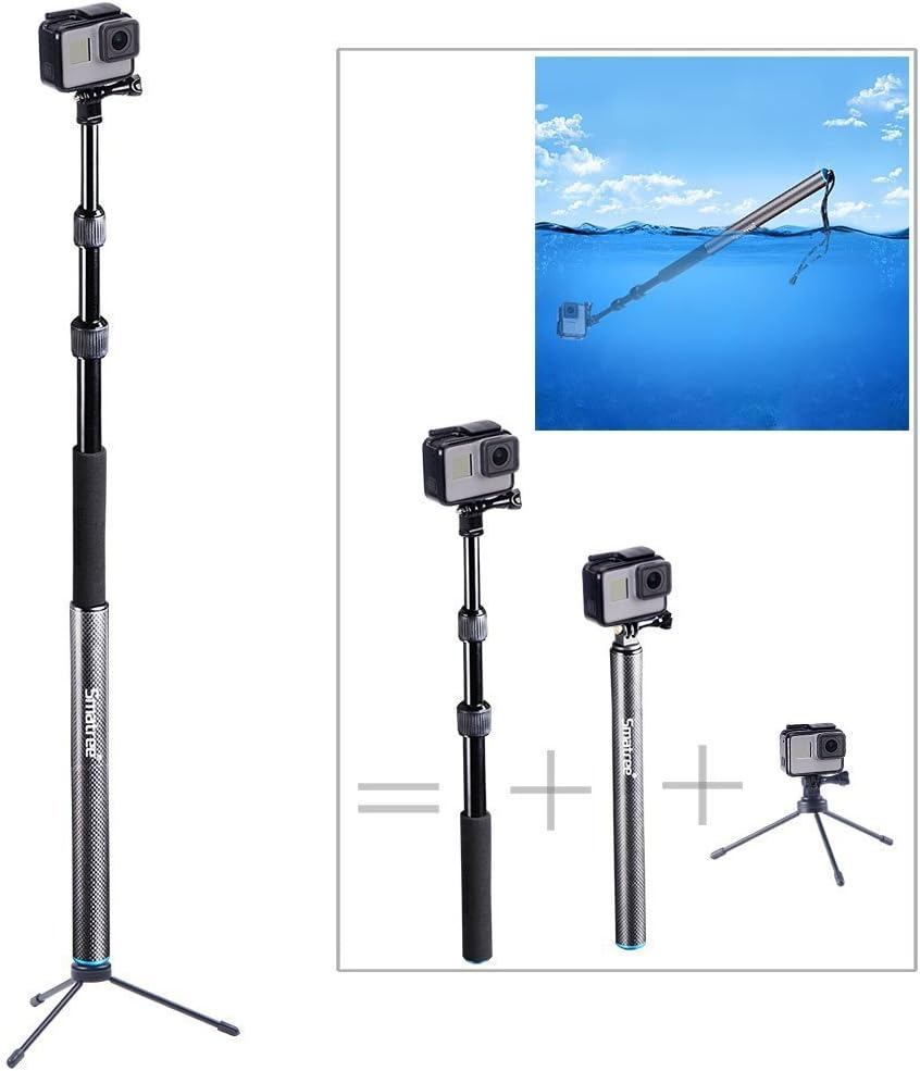 Smatree SmaPole S3 Detachable Extendable Floating Pole with Tripod Stand for GoPro Hero Fusion/7/6/5/4/3+/3/2/1/Session/GOPRO Hero (2018)，Action Cameras