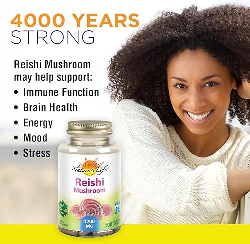 Miniatura 3 de Nature's Life Hongo Reishi 1200 mg | Función inmune saludable, suplemento de energía y apoyo del estado de ánimo | Sin OMG y verificado en
