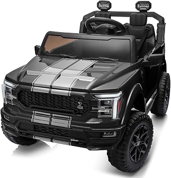 Hikiddo Licensed Ford Shelby F-150 2 Seater Ride on Car for Kids, 24V Electric Car Ride on Toy with Remote Control, 400W Motors - Black