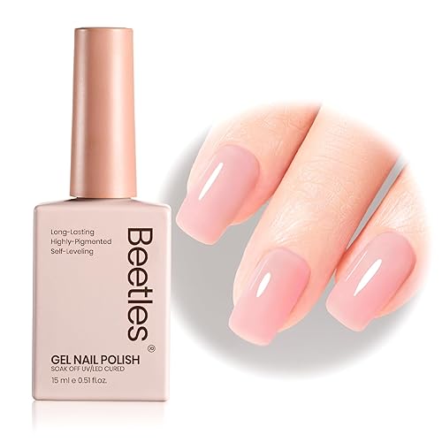 Beetles Esmalte de uñas en gel, 1 unidad de 15 ml/0.5 oz, color natural, esmalte de uñas en gel neutro, color durazno (Peach), esmalte translúcido