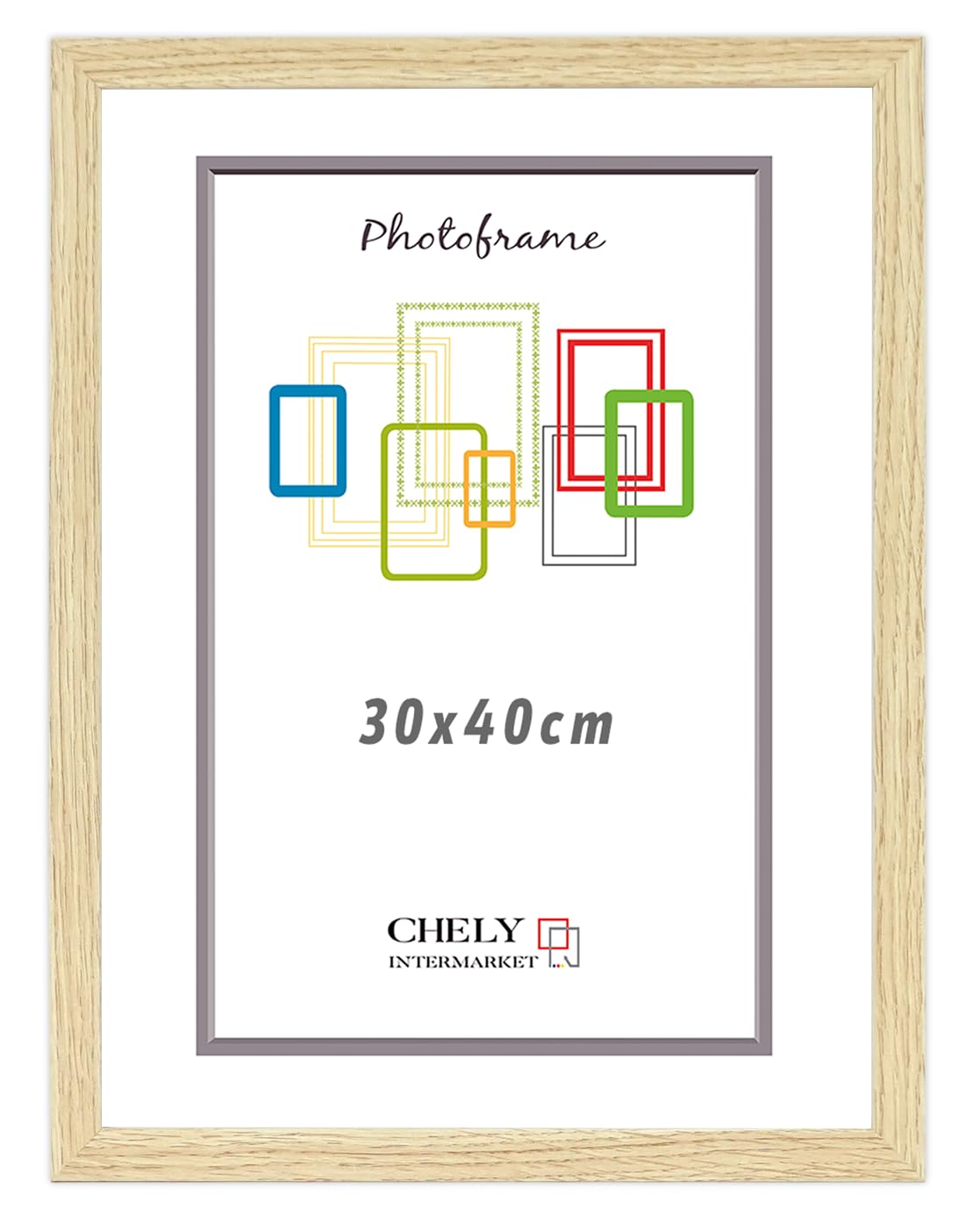 CHELY INTERMARKET Marco de Foto 30x40cm (Haya) MOD-254 Hecho de Madera, Ancho de moldura 2cm.