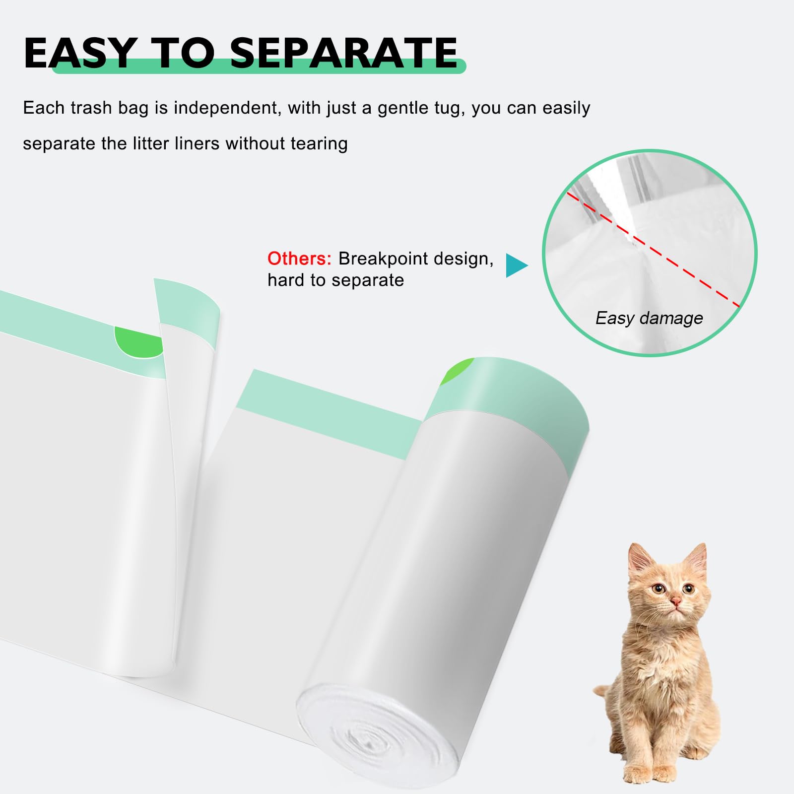 Paquete de 100 bolsas de arena para gatos compatibles con caja de arena para gatos autolimpiable, forro grueso y resistente con cordón compatible con caja de arena automática PURA X/MAX de 23 x 12