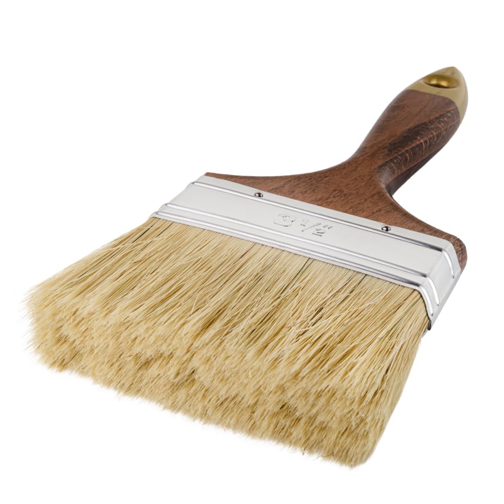 Premium Pinsel | Flachpinsel 4 Zoll / 100 mm | Lackierpinsel | Malerpinsel | Holz-Griff lakiert (10 Stück)