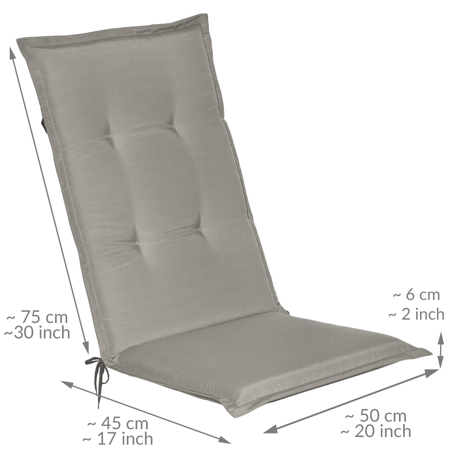 Beautissu Set di 2 Cuscini per Sedie da Esterno 120x50x6 cm Loft HL – Resistente e Comodo Anche Cuscino per Sdraio da Esterno Reclinabili Spiaggine e Poltrone – Grigio Chiaro