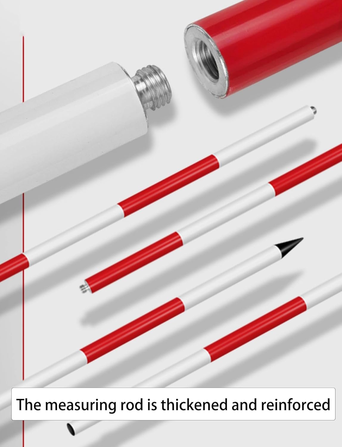 Lightweight 5M Aluminum Survey Pole, Heavy-Duty Grade Rod for Land Surveying & Road Work, Durable Depth Gauge for Water Wells, 2/3/5 Meter Options,5 Meters