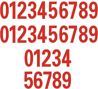 30pcs 4 Inch Reflective Numbers Sticker, 0-9 Reflective Mailbox Numbers Sticker Water & Oil Proof Self Adhesive Reflective Numbers for Outside Signs Cars Doors Windows Address Number (Red)