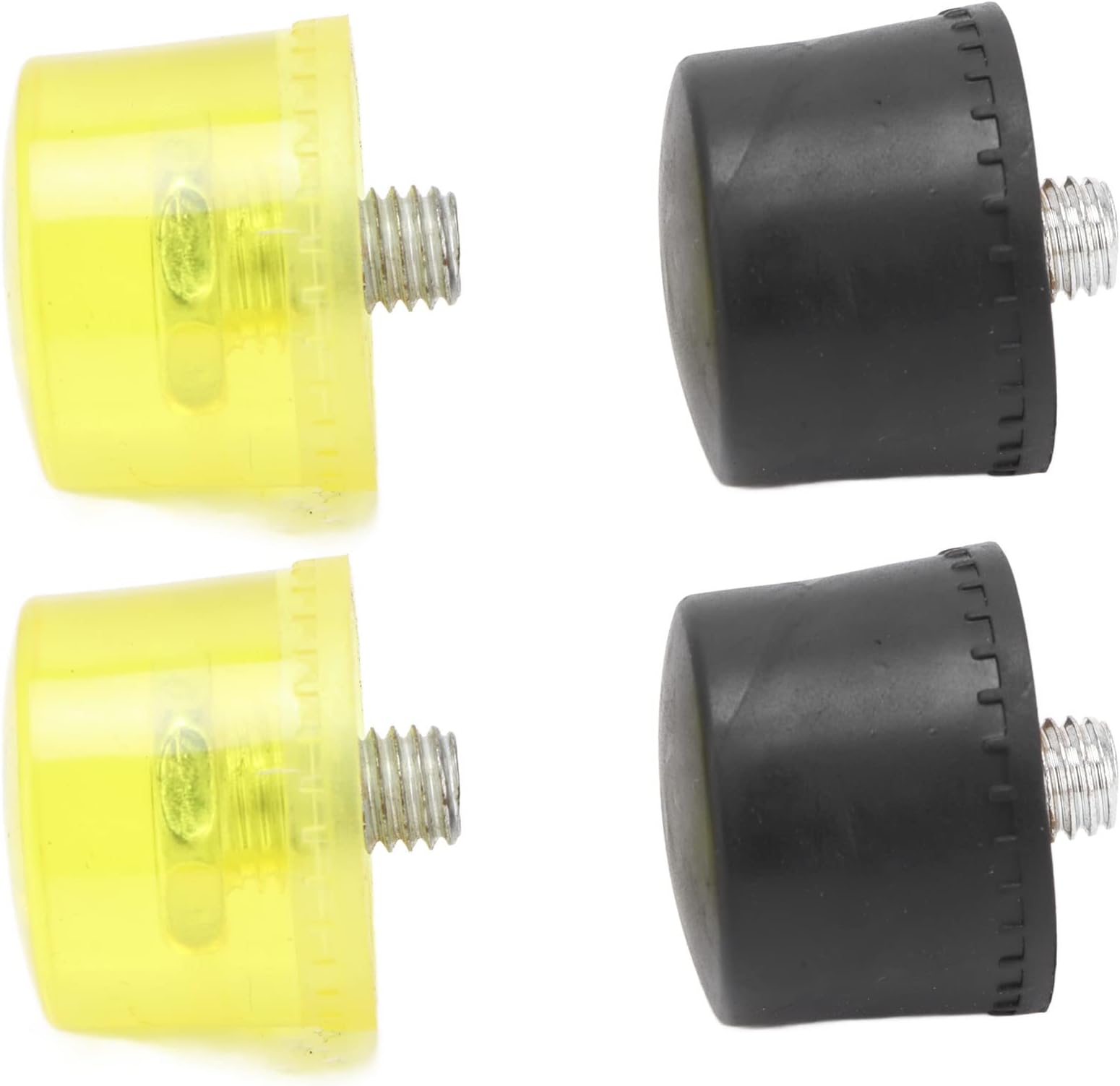 4 Pcs Rubber Hammer Replacement Striking Head Yellow Black Plastic Mallet Head Tips Set for Jewelry Craftsman, Leather Crafts, Wood, Flooring Installation (Φ35mm)