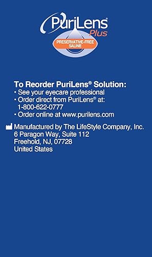 Miniatura 5 de Purilens Plus - Lentes de contacto sin conservantes, solución salina, 4.1 fl oz (4 onzas líquidas), paquete de 6