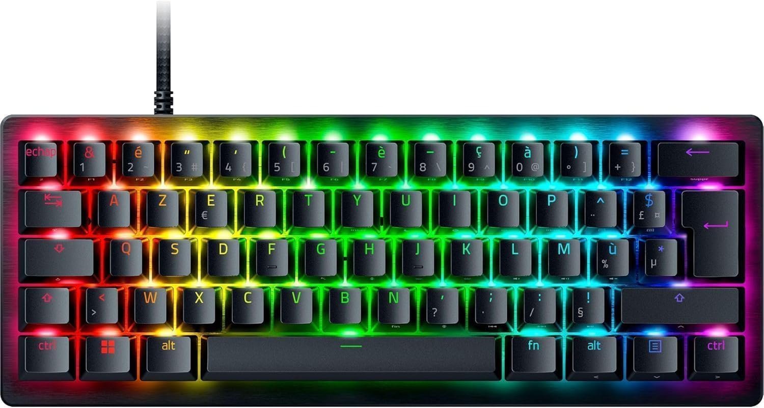 Razer Huntsman V3 pro Mini (analoge schakelaars) – optisch gaming- toetsenbord 60% – Razer Snap Tap & Quick Release (typmodus, analoge schakelaars verstelbaar van 0,1 tot 4,0 mm), AZERTY-toetsenbord Razer Huntsman V3 pro Mini (analoge schakelaars) – optisch gaming- toetsenbord 60% – Razer Snap Tap & Quick Release (typmodus, analoge schakelaars verstelbaar van 0,1 tot 4,0 mm), AZERTY-toetsenbord