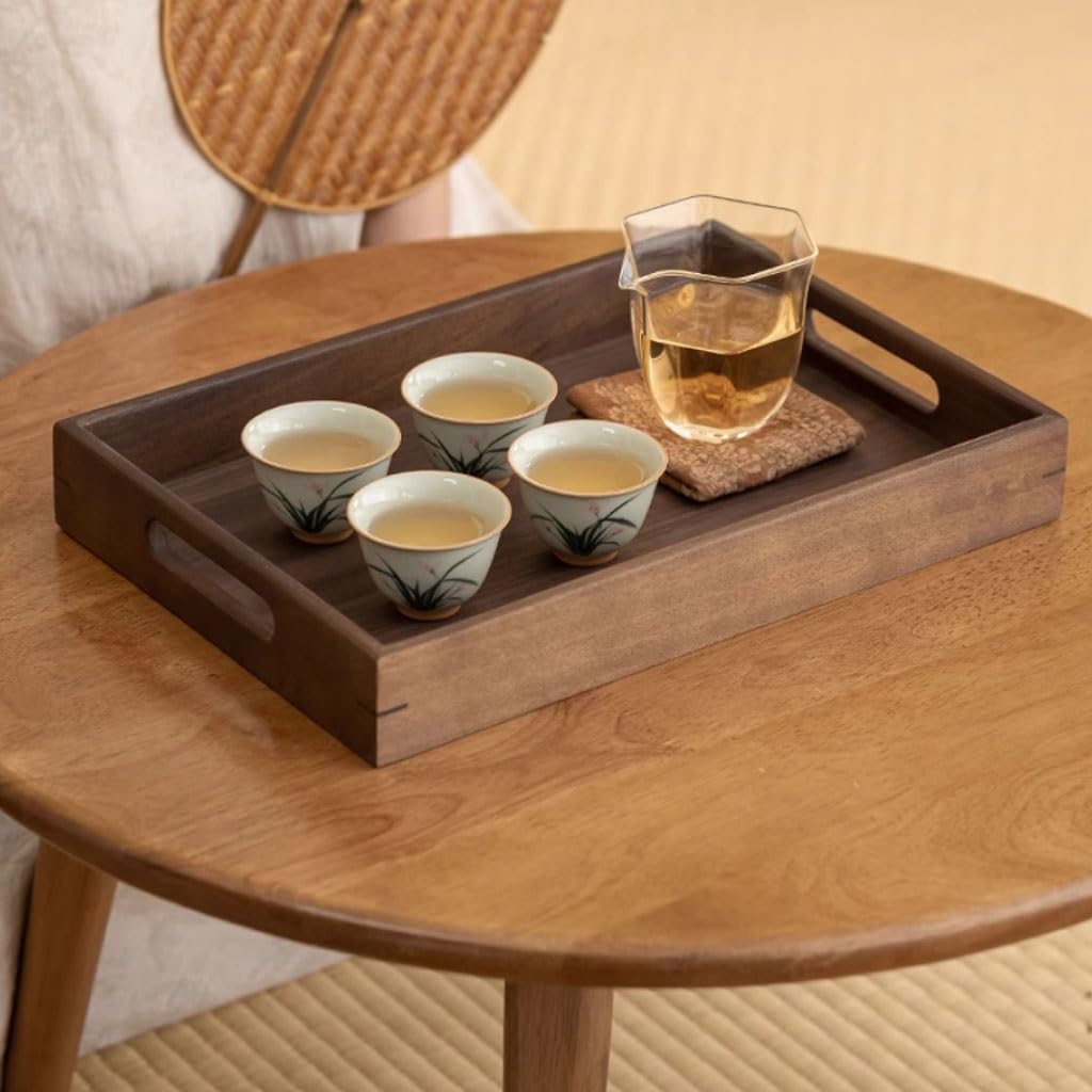 Bandejas Servir Comida Bandeja De Té Madera Maciza For El Hogar, Servicio Café Sencilla For Restaurante Mesa Cama
