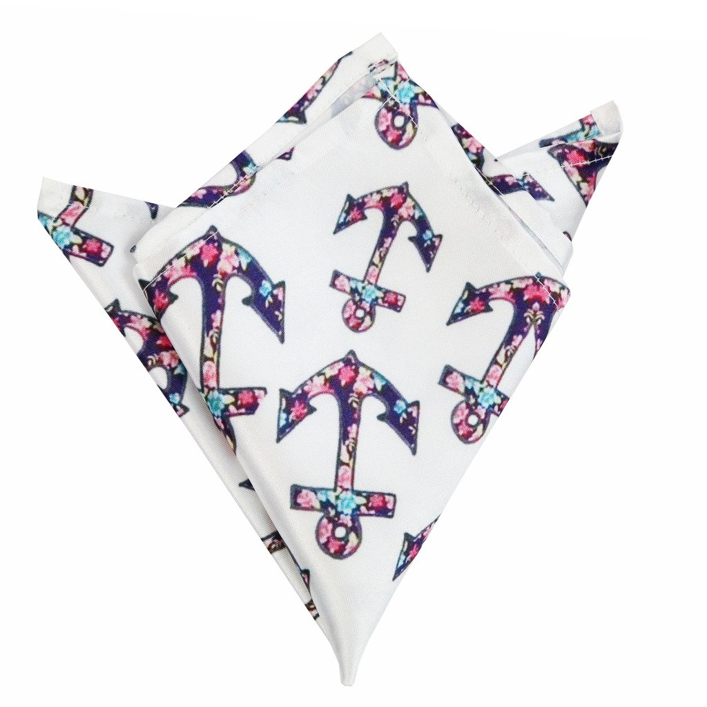 blacksmith Men's Anchors Trance Printed Pocket Square (White, Free Size)-picture-26