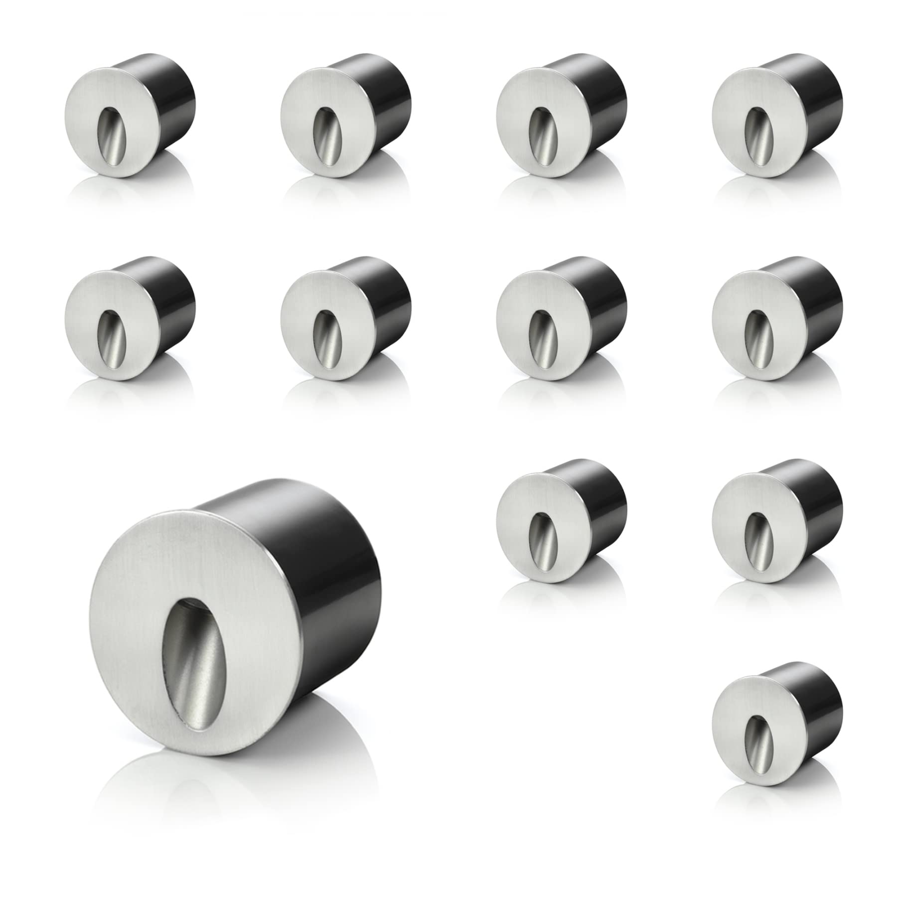 Auraglow Recessed Inset Integrated LED Wall Marker Light 3000K Warm White Indoor/Outdoor Use – Brushed Steel - Round - 12 Pack
