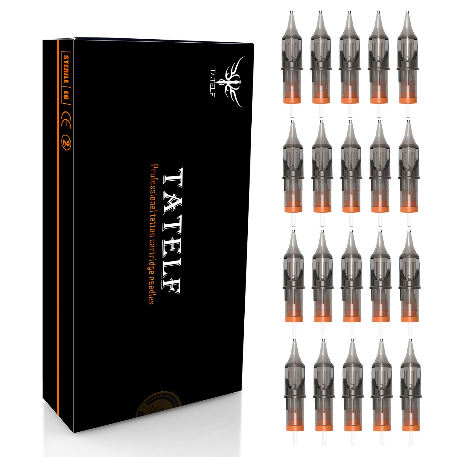 TATELF Pack of 20 Tattoo Cartridges Needles Disposable Professional Cartridges 1209RS Round Shader for Tattoo Accessories Cartridge Machine Pens