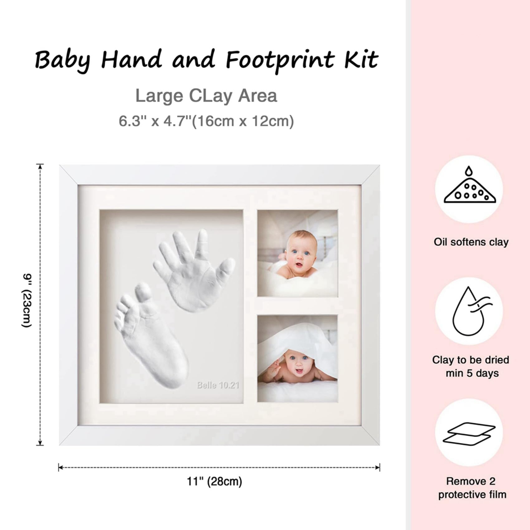 2X Kit Carino di e Impronte di Bambini, Cornice Ricordo con Impronte di di Neonati, Kit di Argilla con Impronte di Animali Domestici, Cornici per Foto