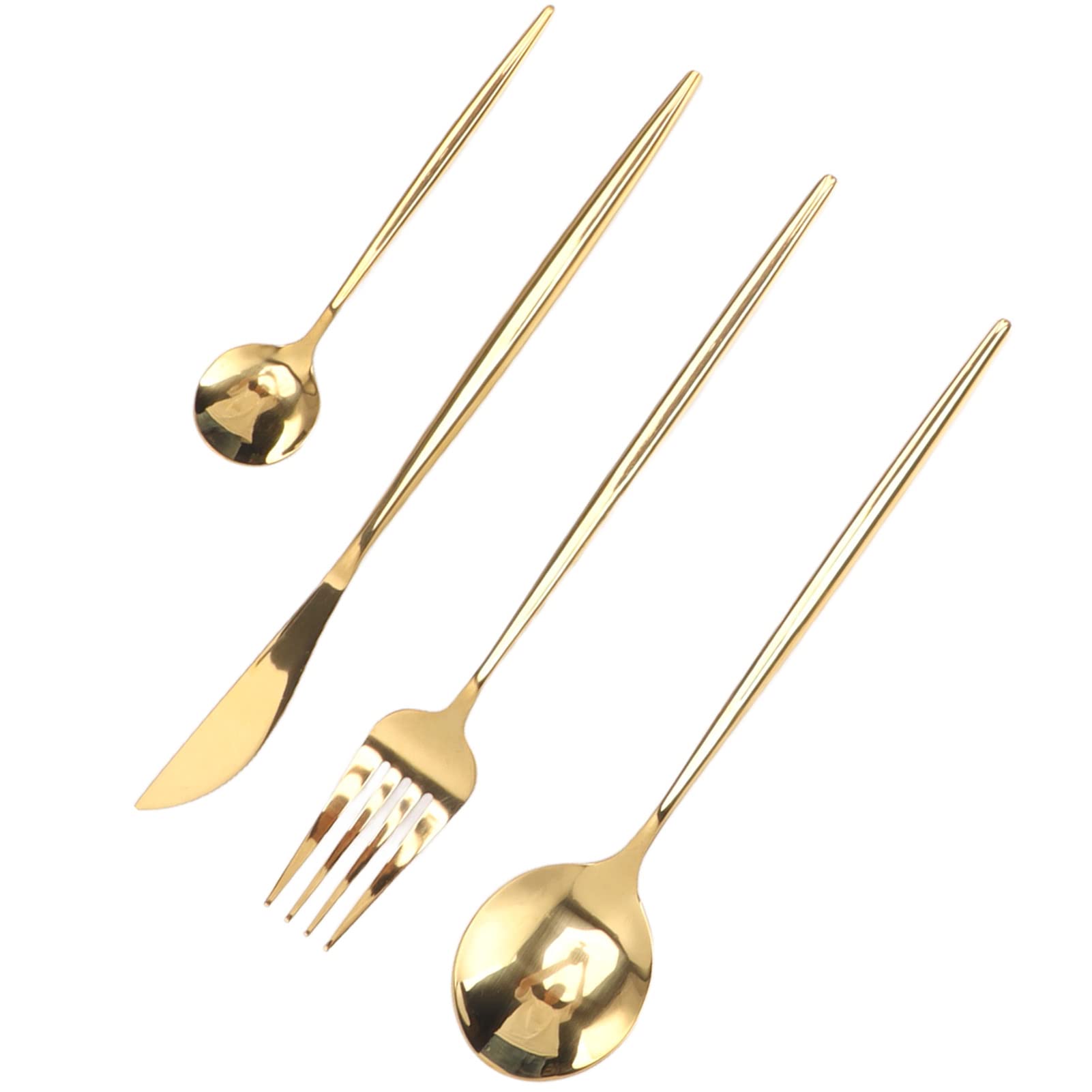 Besteck, Edelstahlbesteck, Leicht zu Reinigen, für Restaurants, Hinterlässt Keine Flecken (Gold)