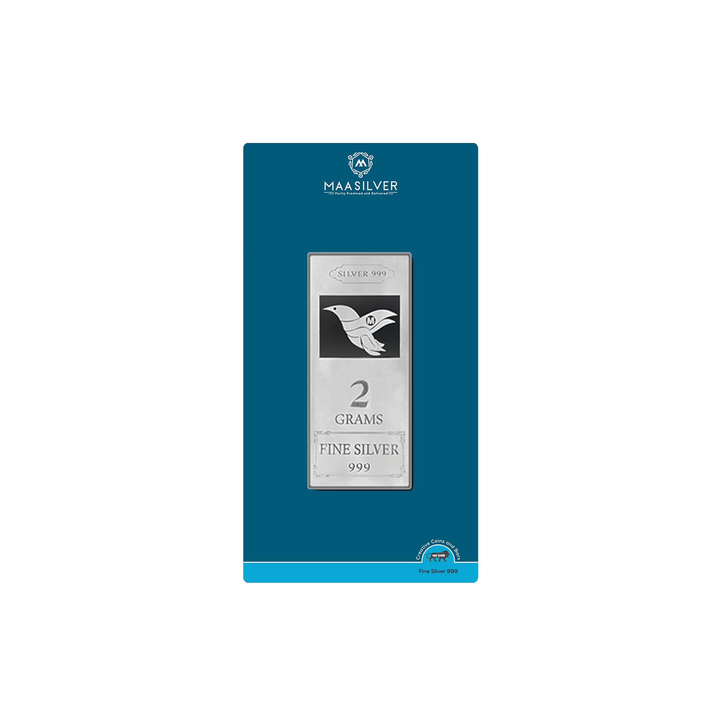 MAA SILVER Pure Silver BIS Hallmarked Bar/Lagdi with Bird Impression Perfect for Gifting Investment (999 Purity)