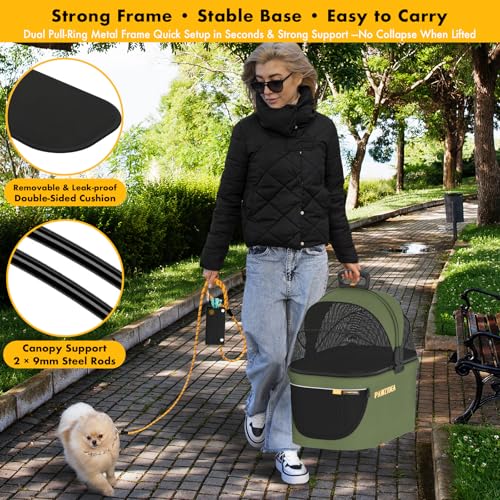 Image of PAWZIDEA Portable Small Dog Crate for Car Travel Up to 33lbs, No-Zip Canopy