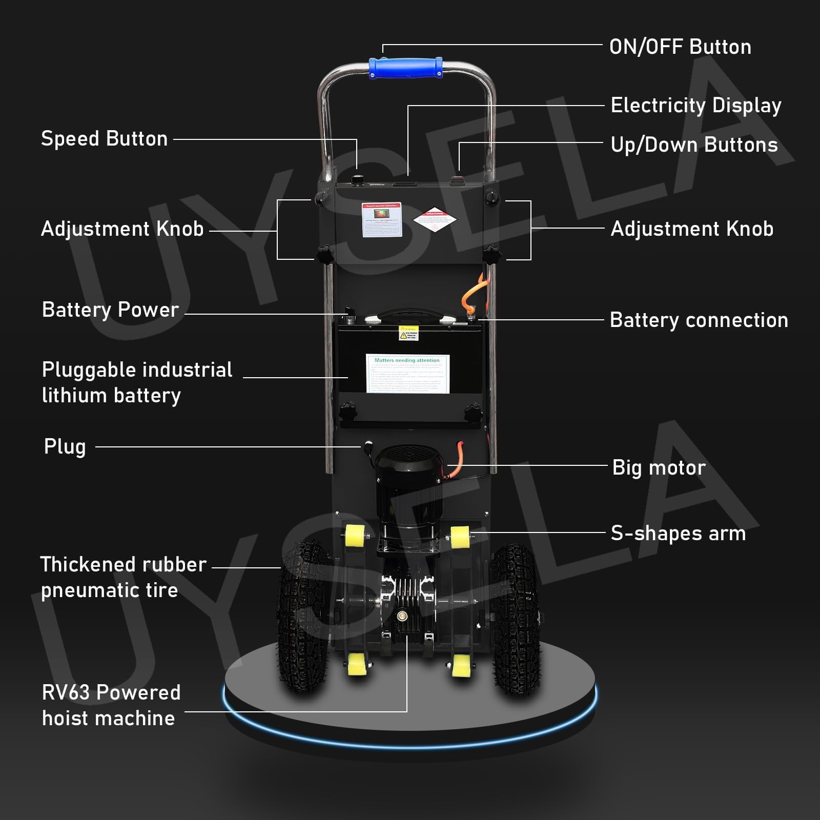 carrello saliscale elettrico, Carrello Elettrico da 1500 W Scaletta Elettrica con Capacità di Carico di 400kg, Carrello per Sacchi Oggetti Pesanti Su e Giù Scale per Déménagement Magazzino