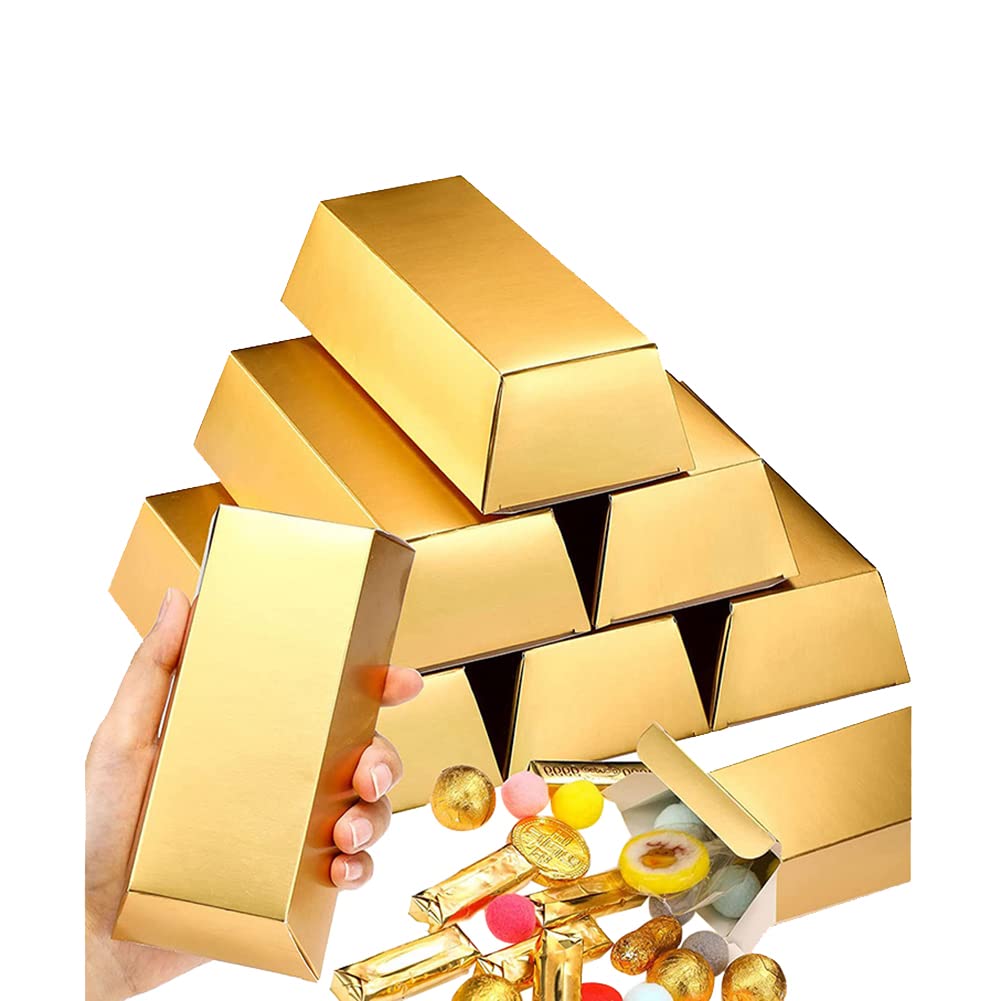 12 Pcs Fake Gold Bar Gift Box Golden Party Favor Boxes Paper Treasure Boxes Empty Candy Chocolate Boxes Pirate Theme Party Supplies for Goodie Toys