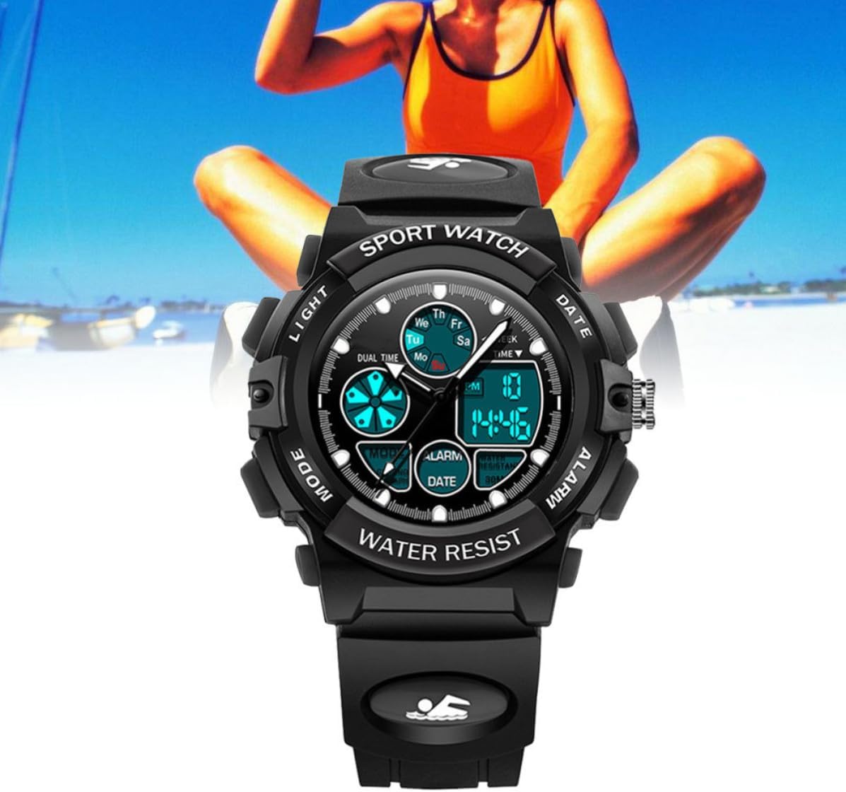 SEWACC Digital Watch Wristwatch Rubber Waterproof 30m