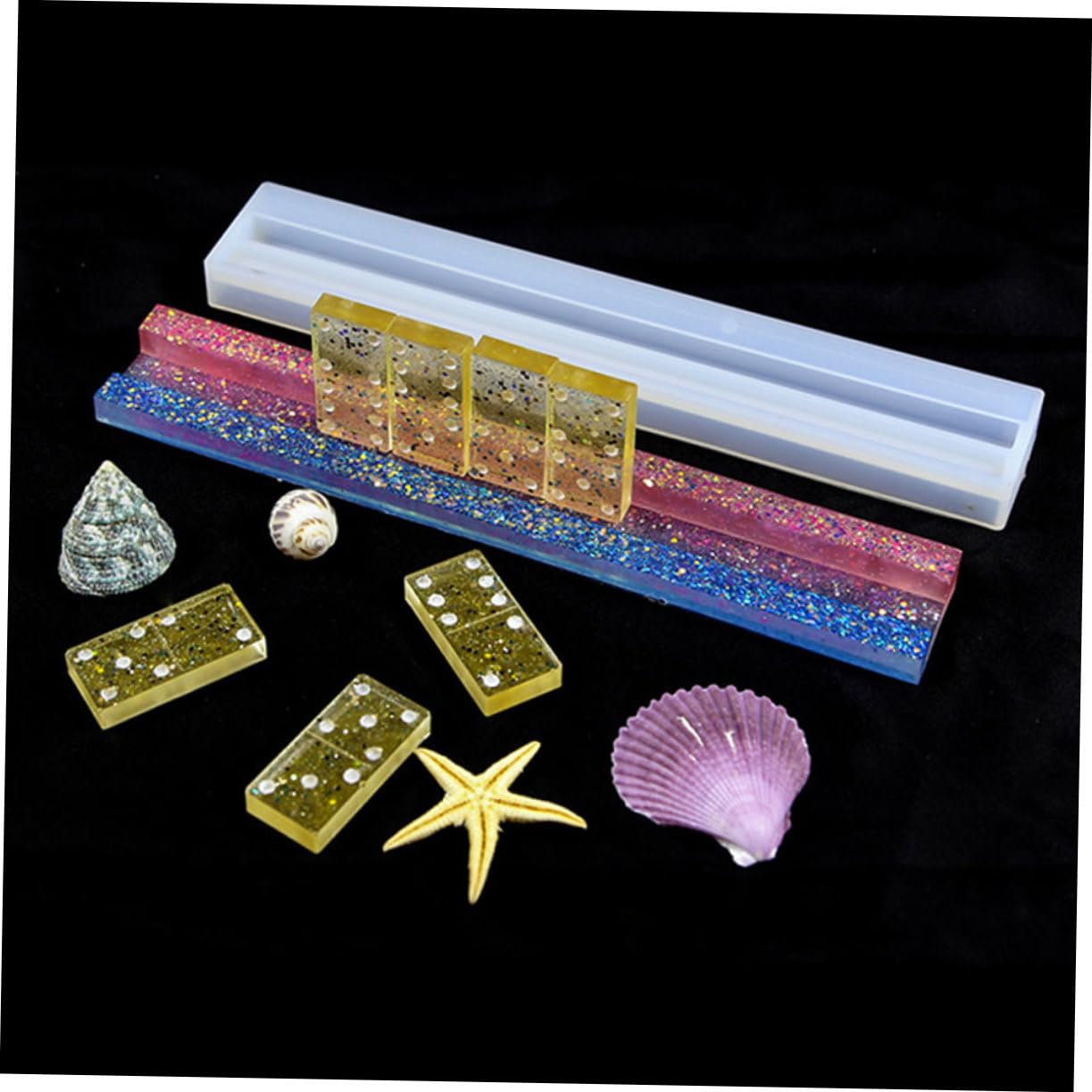 10 Pezzi Stampo Silicone per Supporto Domino Fai da Te Mold per Resina Epoxy Riutilizzabile Flessibile e Antiadherente per Artigianato Creativo