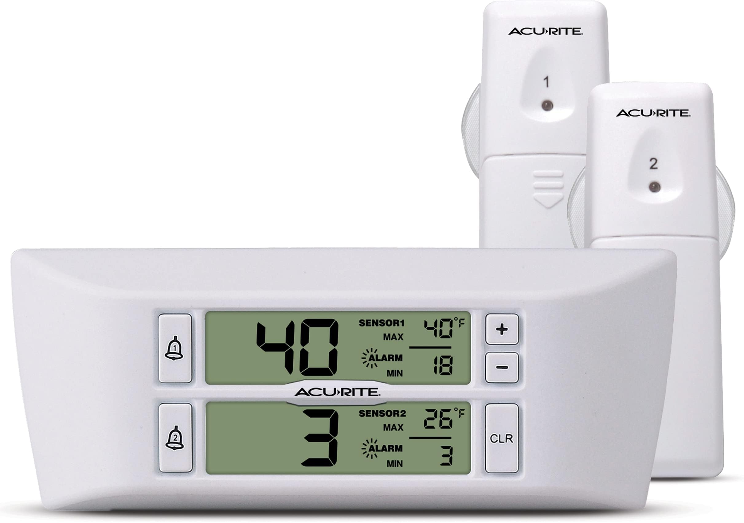 Digital Wireless Fridge and Freezer Thermometer with Alarm and Max/Min Temperature for Home ,LCD Display, Restaurants (00986M), 0.6, White