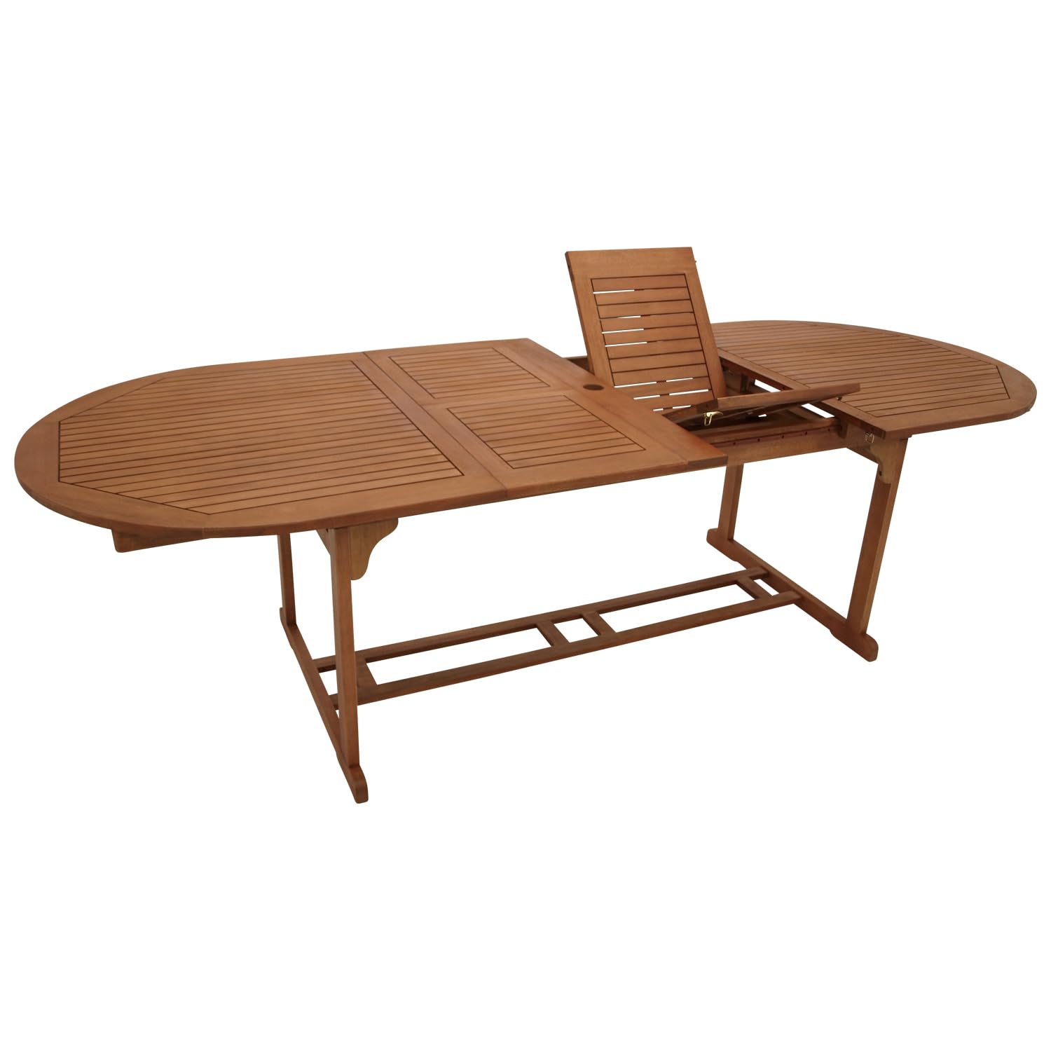 DEGAMO XXL Doppel Ausziehtisch LAGO 180/260x100cm, Eukalyptus braun geölt, FSC-Zertifiziert, Outdoor