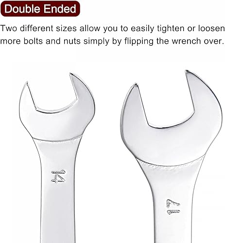 Vista 45 de uxcell Thin Open End Wrench, 12mm x 14mm Metric Mirror-Chrome Plated High Carbon Steel, for Household Maintenance and General Repairs, 2 Pcs