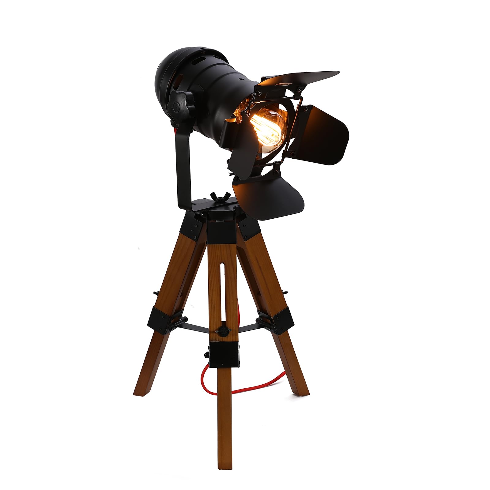 Lampada da tavolo vintage con treppiede, in legno, illuminazione antica, per casa, sottotetto, cinema, adatta per camera da letto, sala da pranzo, cinema, 65 x 32 cm