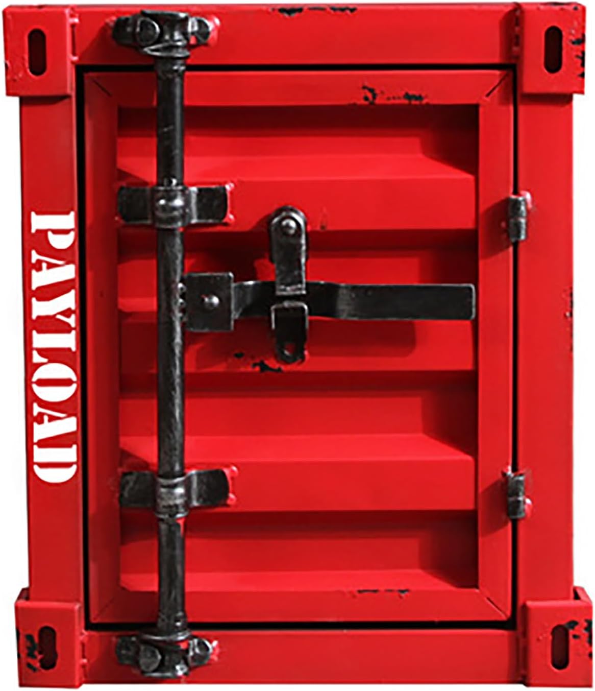 HM&DX Industrial End Table with Storage,Retro Metal Nightstand Bedside Table with Lock,Premium Lockable Storage Cabinet Furniture Decor(15.7x15x18.9inch, Red)