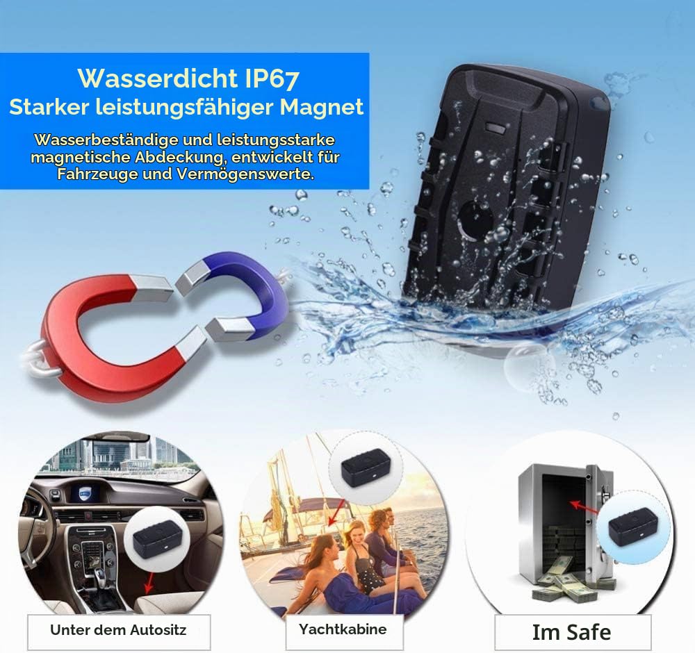 Winnes 4G GPS Tracker 240 Tage Lange Standby-Zeit GPS Tracker Auto mit kostenlose Apps Stark Magnetisch und IP67 Wasserdicht Autofinder Weltweite Echtzeit Ortung Motorräder, Autos, Lastwagen