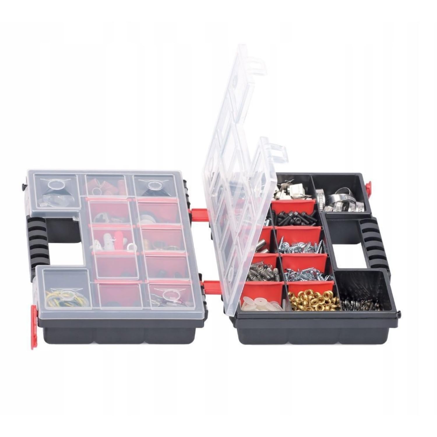 Duo Compartment Storage Tandem Organiser Case Tool Box Adjustable Dividers (Model 1)
