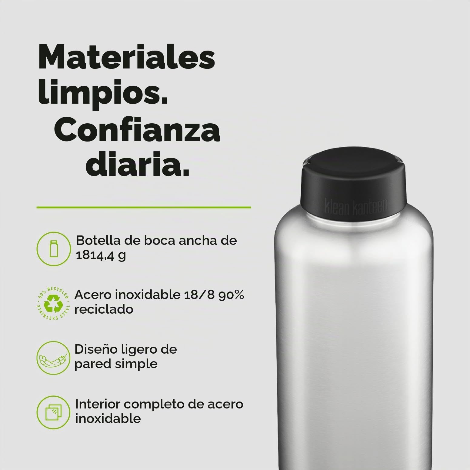Klean Kanteen Botella Wide 64oz (w/Wide Loop Cap)