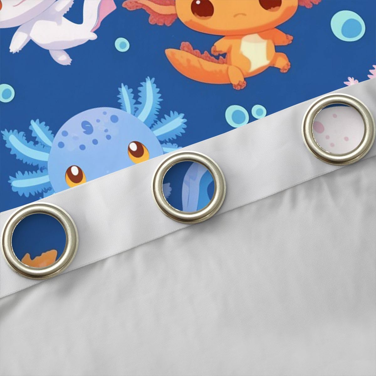 Homemissing Simpatiche tende Axolotl per camera da letto e soggiorno, stile kawaii, oceano marino, oscuranti, tende oscuranti con salamandra, 2 pannelli, 132 x 228 cm (larghezza x lunghezza)