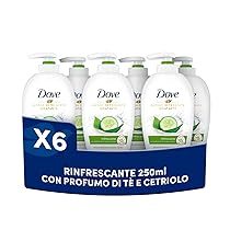Dove, Sapone Liquido Mani Rinfrescante, Sapone Detergente Mani Idratante, Rimuove con Efficacia Sporco e Batteri, con +5 Agenti Idratanti, Formula 99% Biodegradabile, 6 pezzi da 250ml