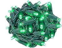 Vista 10 de Novelty Lights - Juego de mini luces LED de Navidad parpadeantes, 50 luces, color azul, cable verde, 25 pies