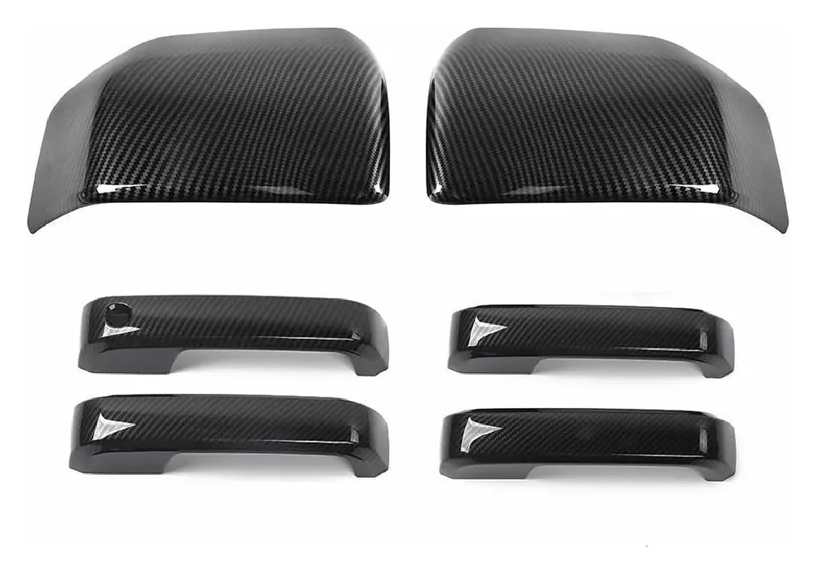 LSDSAAZA Sliding Exterior Handle for Ford F150 2015-2020 for Raptor Car Rearview Mirror Wing Cap Door Handle Cover Exterior Covers(Carbon Look)