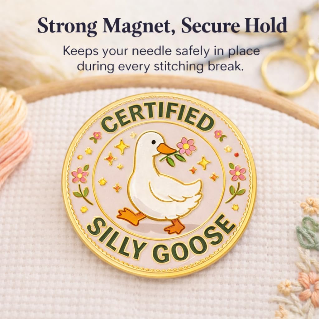 Magnetic Needle Minder, Needle Minder for Cross Stitch Embroidery Sewing, Cute Funny Needleminder Needle Holder, Strong Magnet Needle Nanny, Gift for Women Stitch Lovers, (Goose)