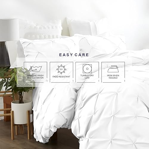 Miniatura 7 de Kotton Culture - Juego de funda de edredón de 3 piezas, 100% algodón egipcio de 600 hilos, con cierre y lazos en las esquinas, diseño plisado