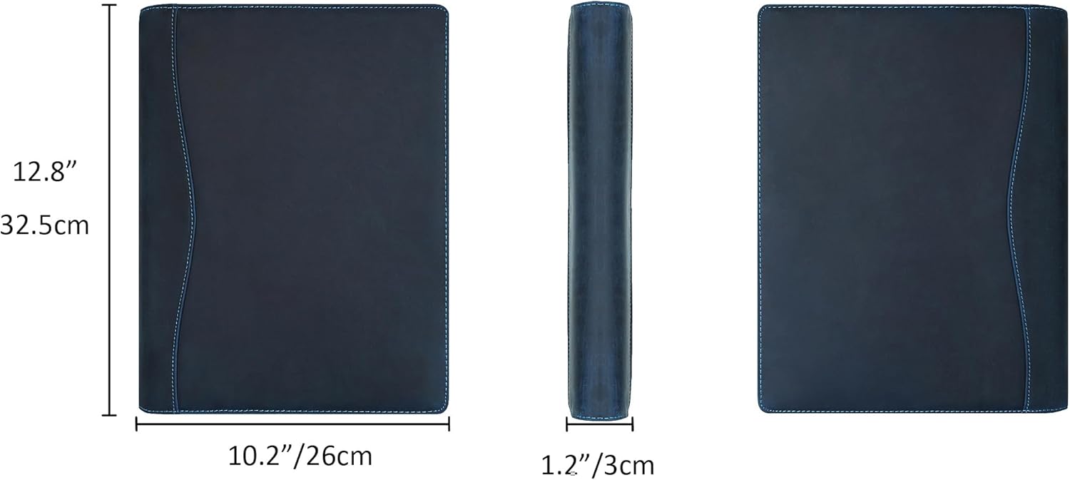 Personalized Leather Portfolio for Men, Engraved Leather Clipboard Portfolio Binder, Custom Resume Padfolio for Women, Christmas Gift for His/Her (Notepad, Blue-Custom)