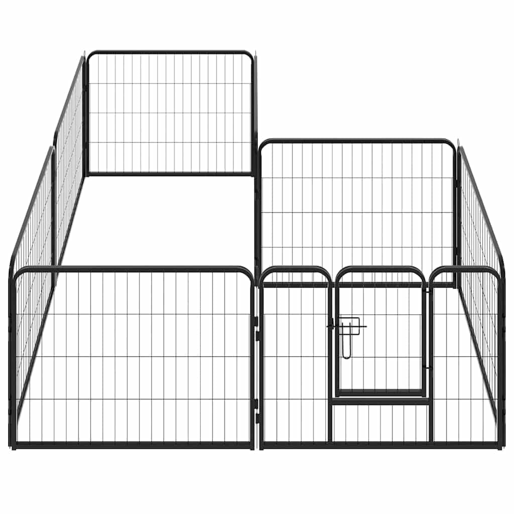 vidaXL Box per Cani con 8 Pannelli Acciaio 60x80 cm Nero Gabbia Addestramento