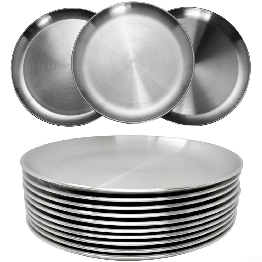 Per set di piatti in acciaio inox da 25,4 cm, leggero, lavastoviglie (4)