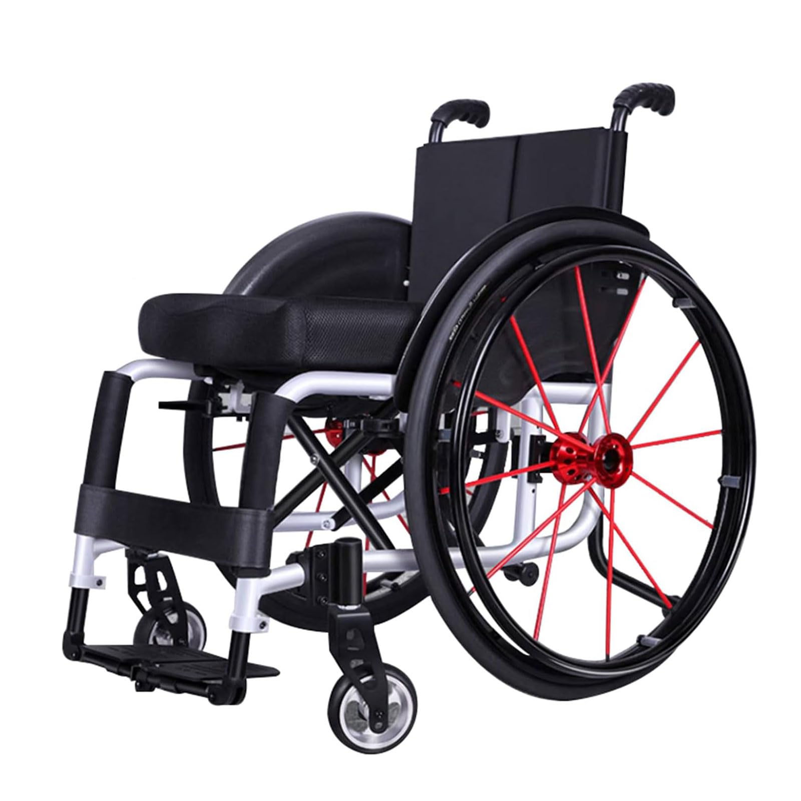 Silla de ruedas manual ligera todo terreno para 66-85 kg, diseño ergonómico con reposapiés oscilante y reposabrazos, silla de ruedas de aire autopropulsada para exteriores