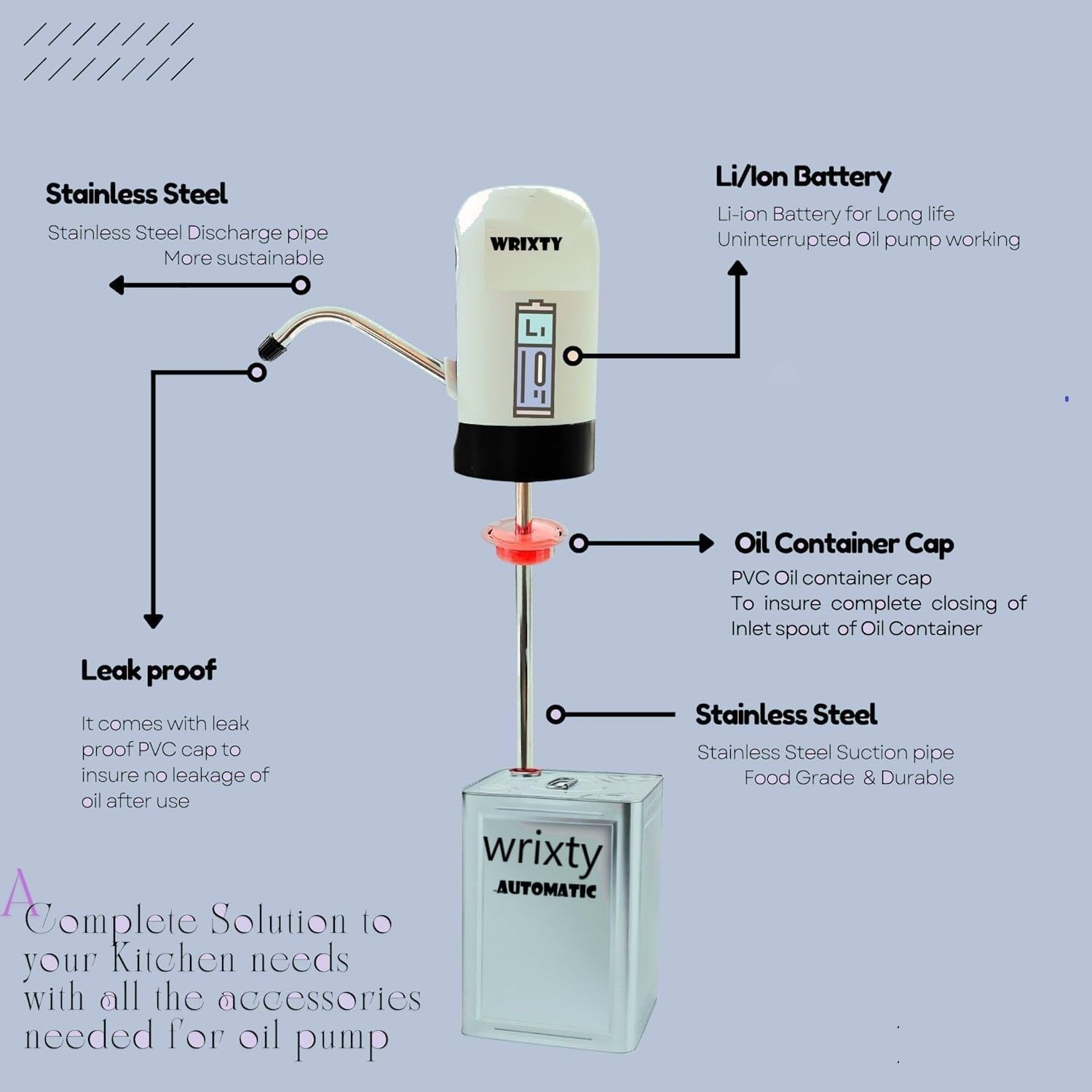 TARTAMYA Automatic Oil Dispenser Pump, 15L Capacity, Stainless Steel Kitchen Tin Can Dispenser (2025) 4