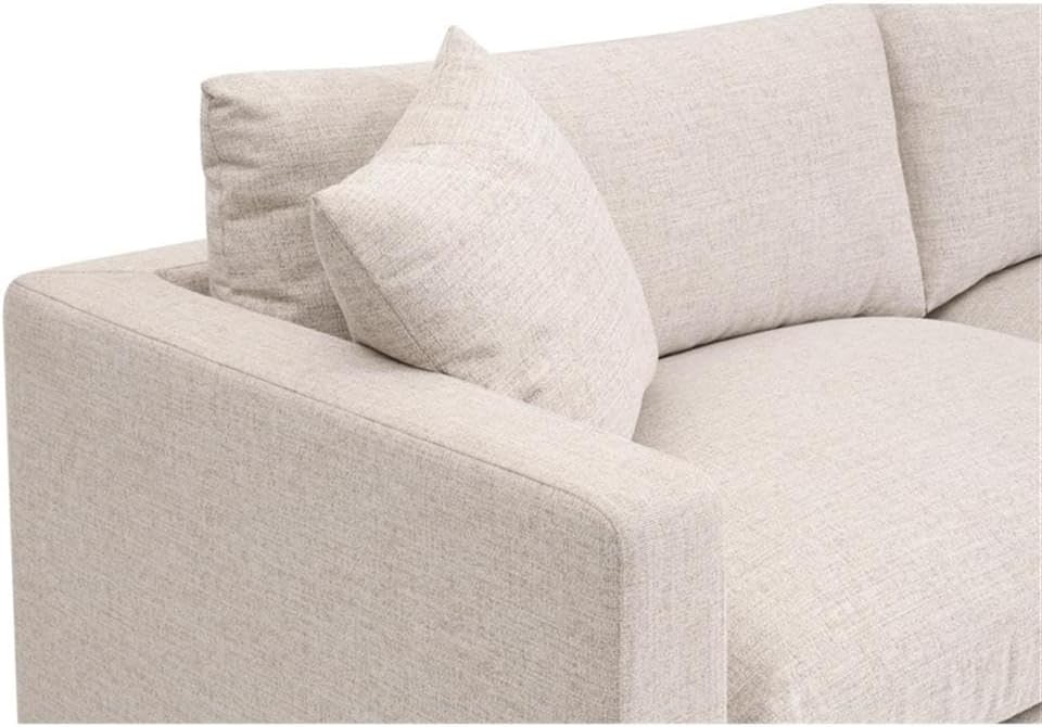 Pemberly Row Outdoor 91" Track Arm Sofa, Off White Shapiro-Sand, Marine Grade Plywood and Accoya Wood Frame, LiveSmart Upholstery, Removable Cushions, Spacious Patio or Open-Air Living Space Seating