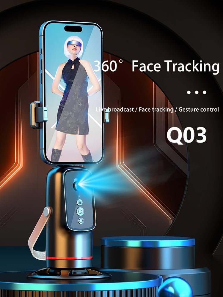 360-Degree Rotating Selfie Stick with Face Tracking, Video Stabilization, Tripod Stand, Remote Control