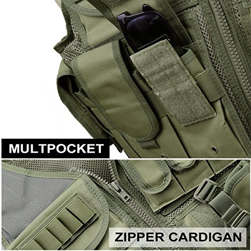 Goetland 600D Polyester Tactical Vest Outdoor Ultra-Light Combat Training Vest CS Adjustable S-XXL, Army Green - Thumbnail 4