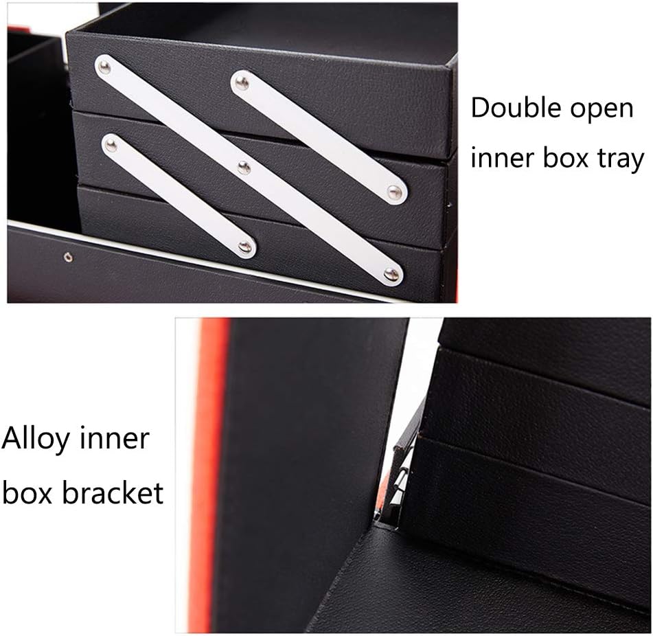 Large Makeup Trolley Case with Mirror with Mute Caster 6pcs Expandable Tray for Nail Beauty Makeup Tool,4 (2)