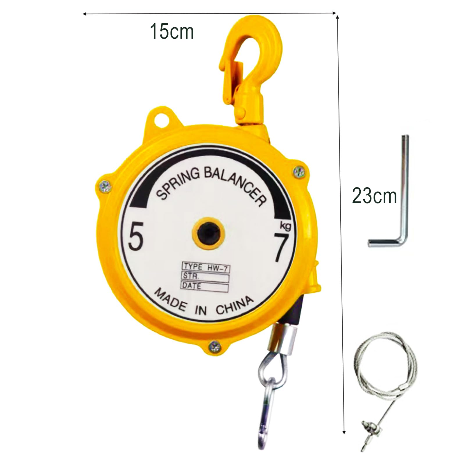 Bilanciatore a molla 5-7 kg, lunghezza 1,9 m, resistente, molla retrattile, strumento di bilanciamento, attrezzatura per appendere cavi metallici